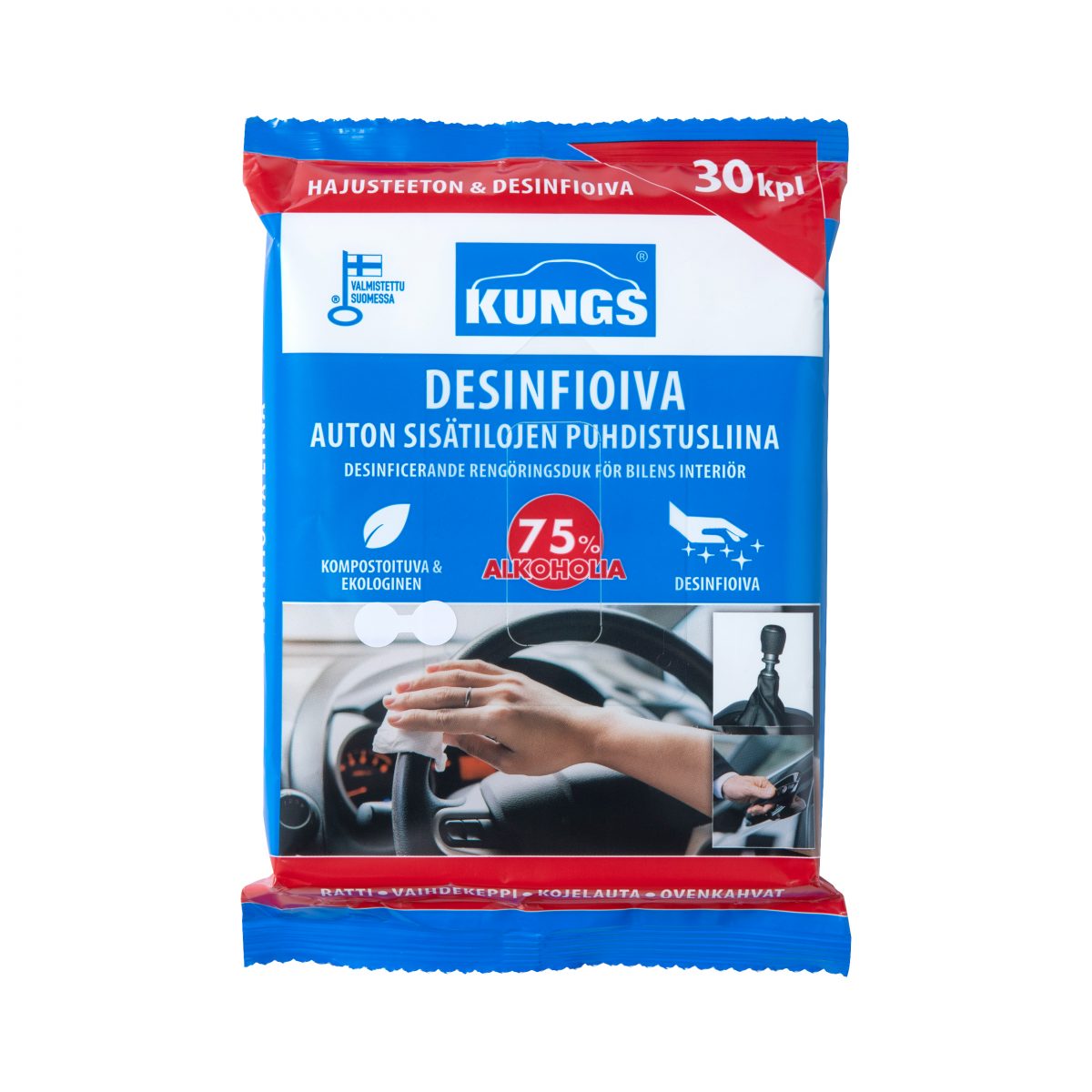 Kungs desinfioiva auton sisätilojen puhdistusliina (30 kpl)